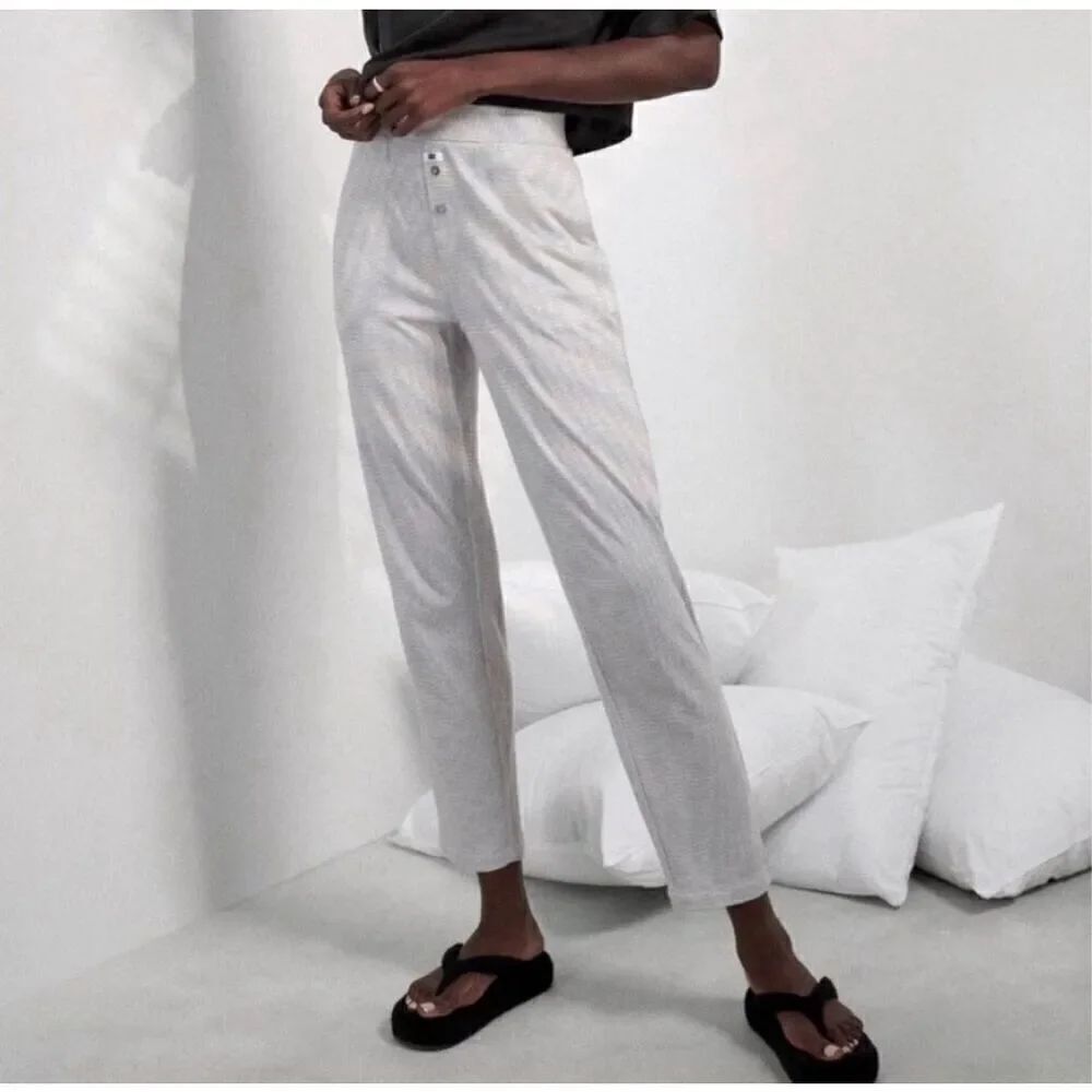 Lunya Cooldown Pina Cotton Pant in Black & White NWT Size XS